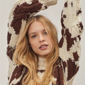 handknitted cow print oversized